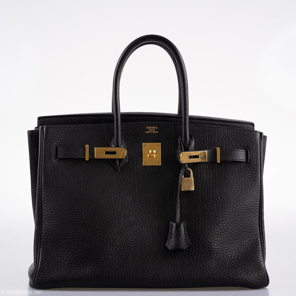 Hermes Birkin 35 Black Ardennes Leather Gold Hardware