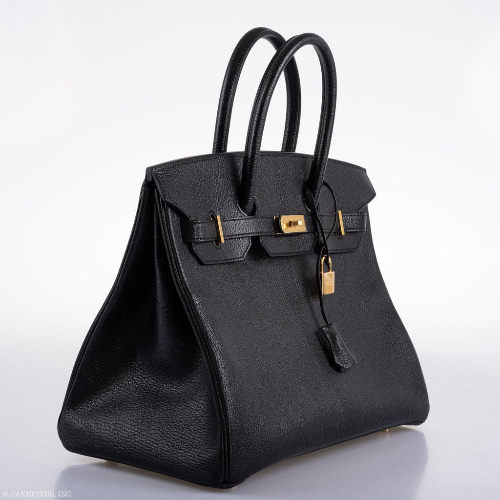 Hermes Birkin 35 Black Chevre De Coromandel with Gold Hardware