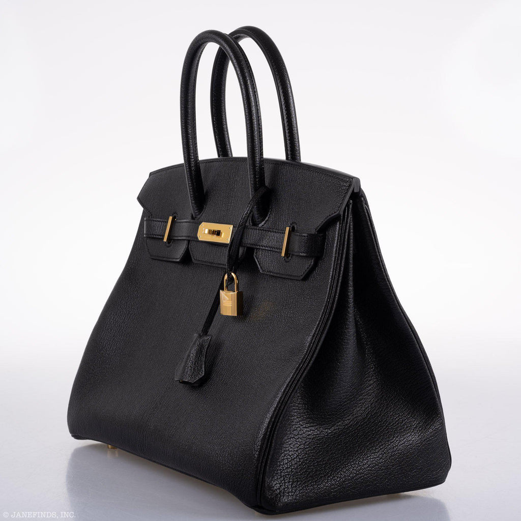 Hermes Birkin 35 Black Chevre De Coromandel with Gold Hardware