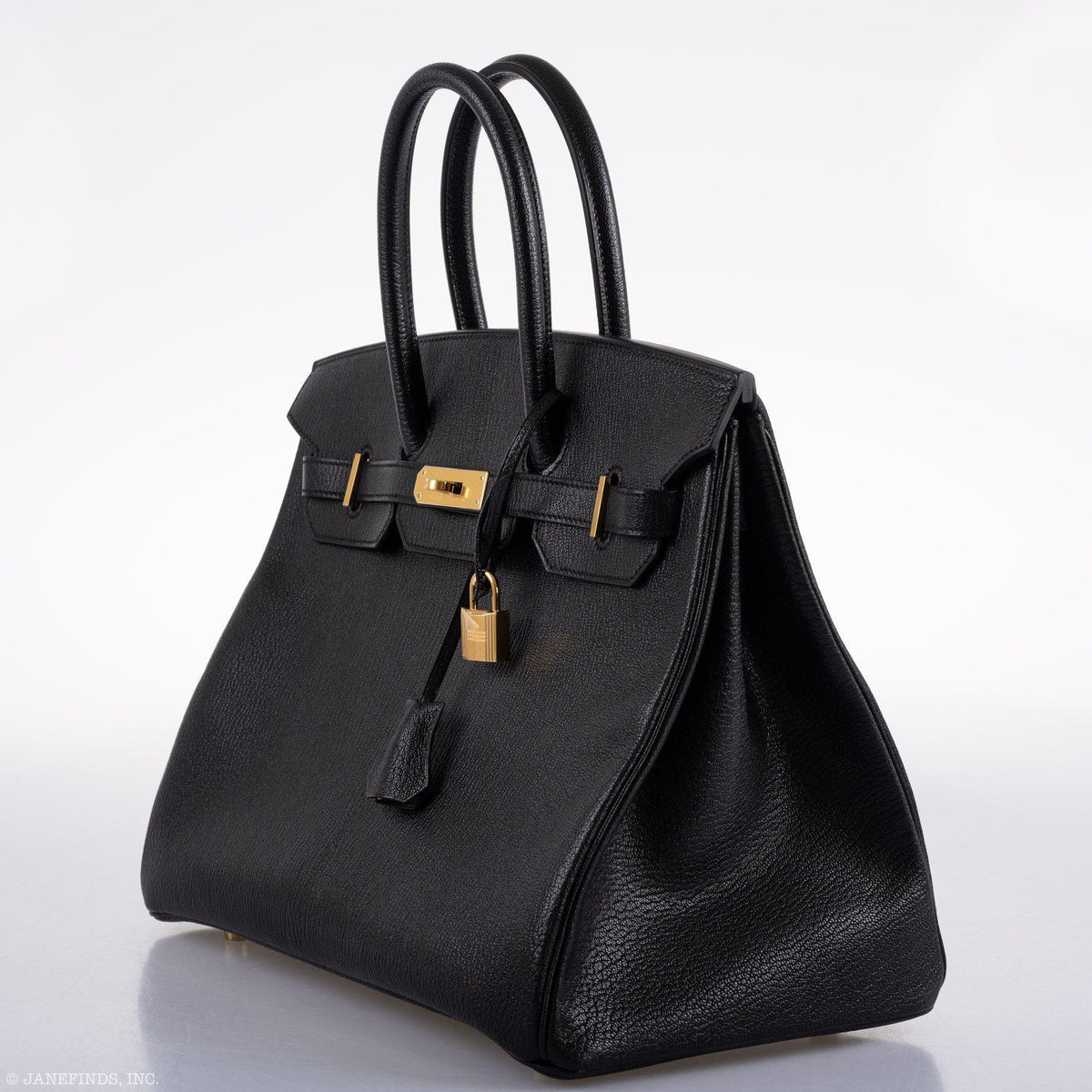 Hermes Birkin 35 Black Chevre De Coromandel with Gold Hardware
