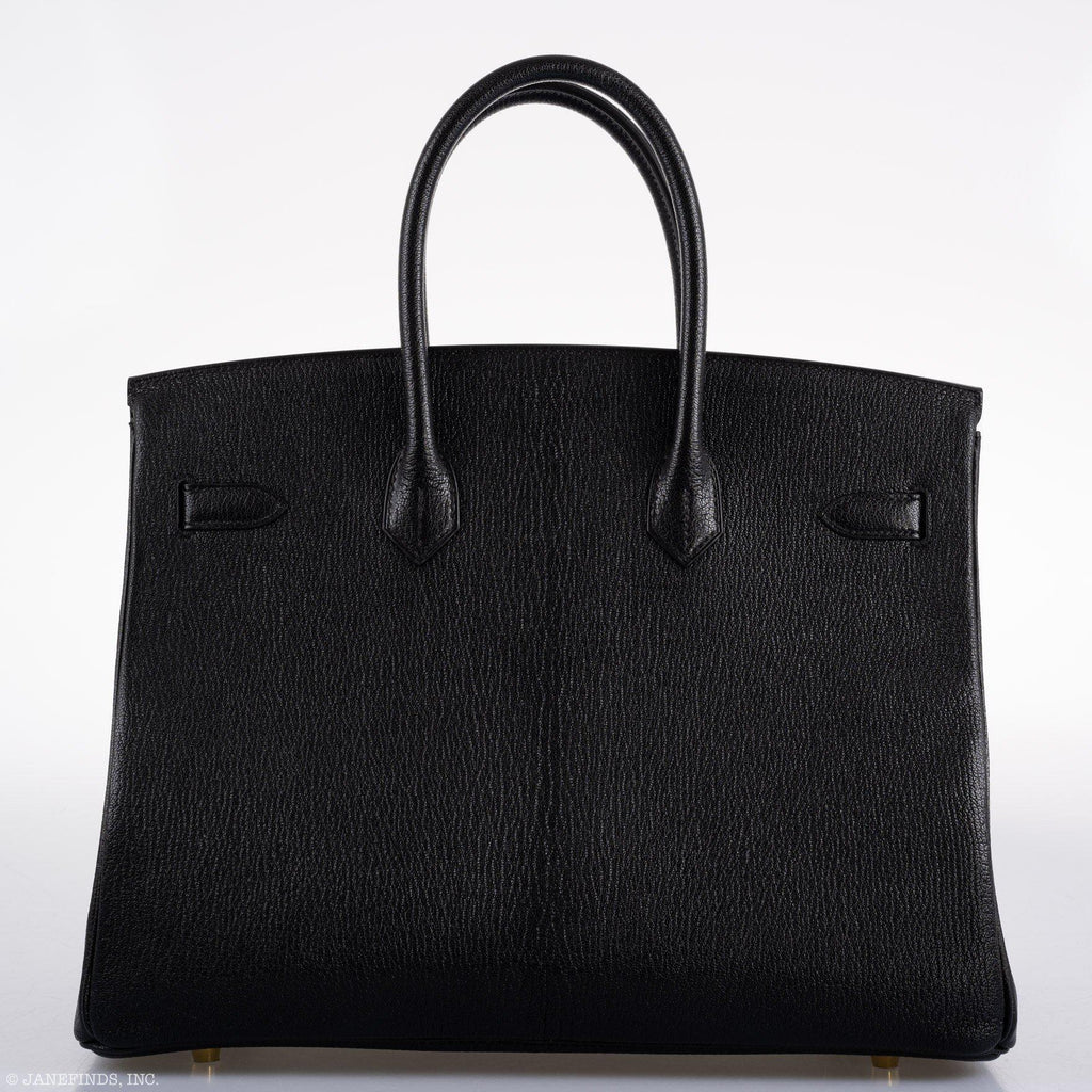 Hermes Birkin 35 Black Chevre De Coromandel with Gold Hardware