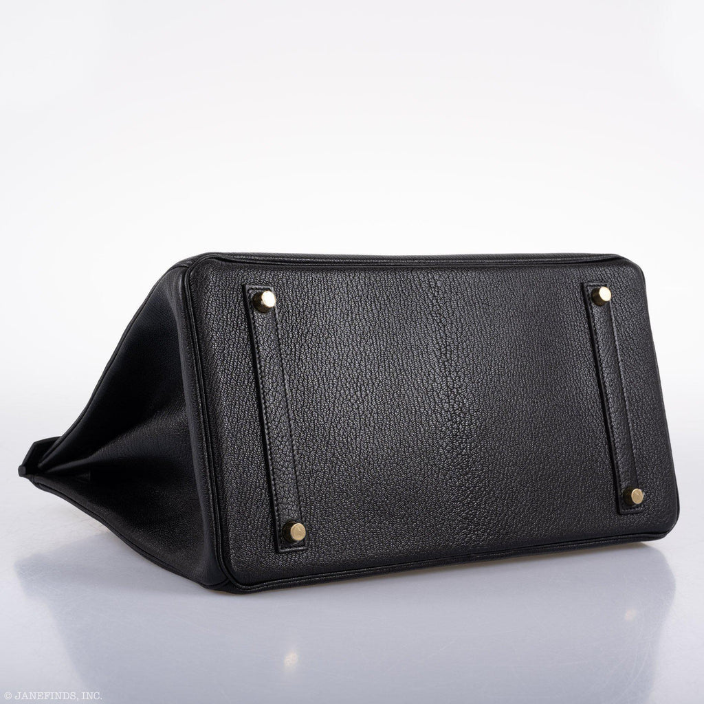 Hermes Birkin 35 Black Chevre De Coromandel with Gold Hardware