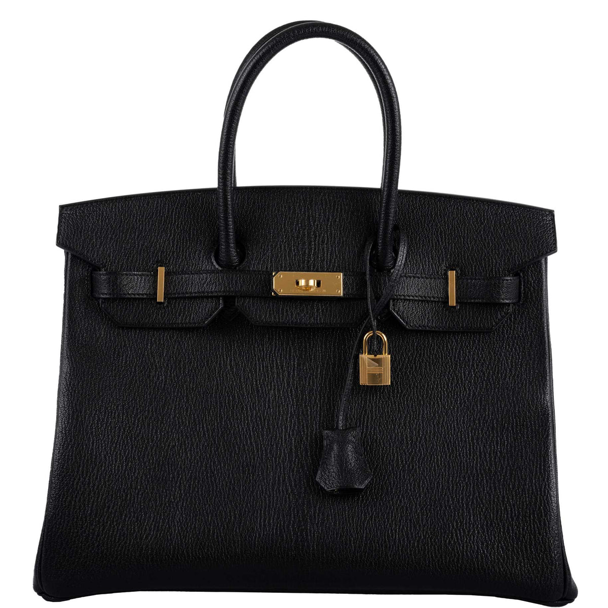 Hermes Birkin 35 Black Chevre De Coromandel with Gold Hardware