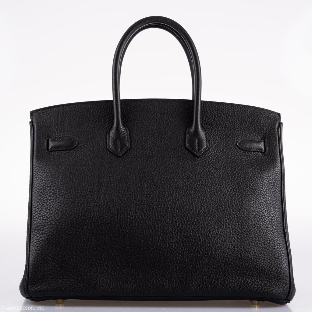 Hermes Birkin 35 Black Clemence Leather Gold Hardware
