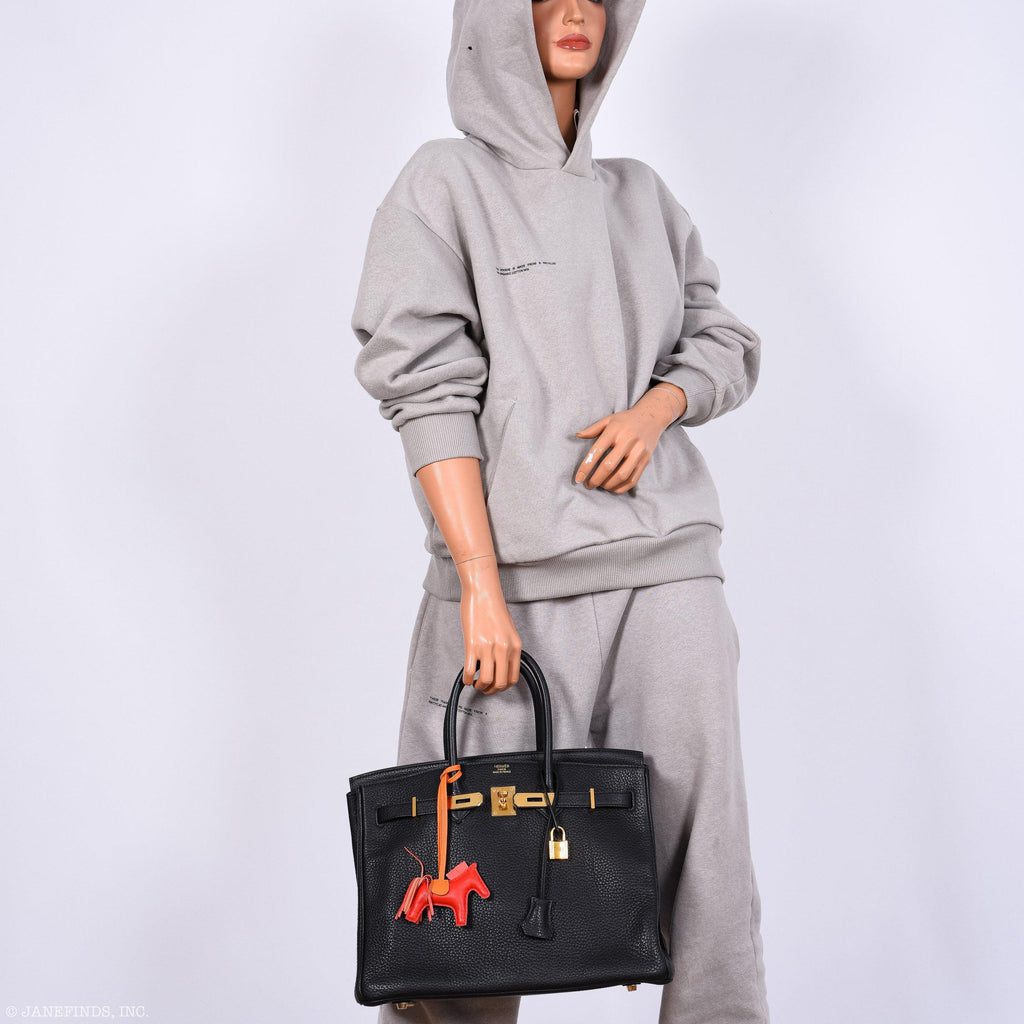 Hermes Birkin 35 Black Clemence Leather Gold Hardware