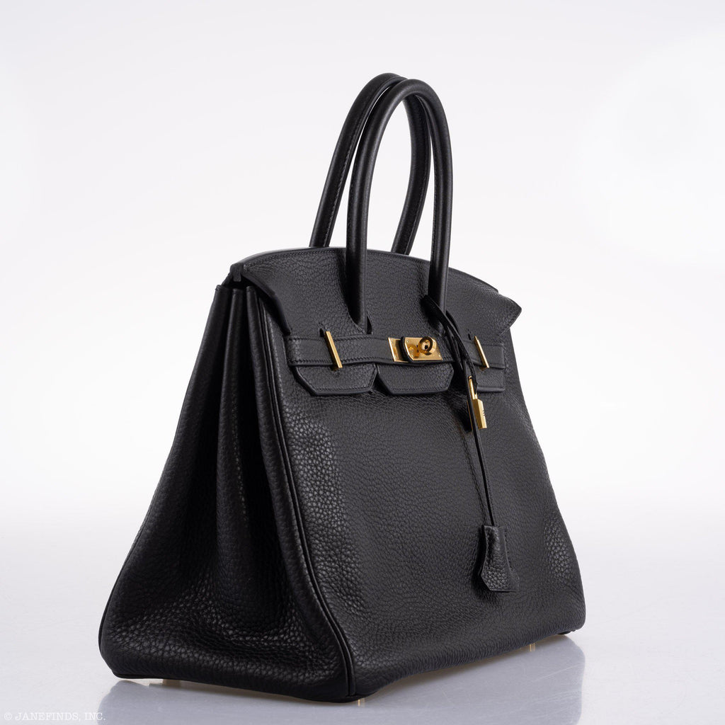 Hermes Birkin 35 Black Clemence Leather Gold Hardware