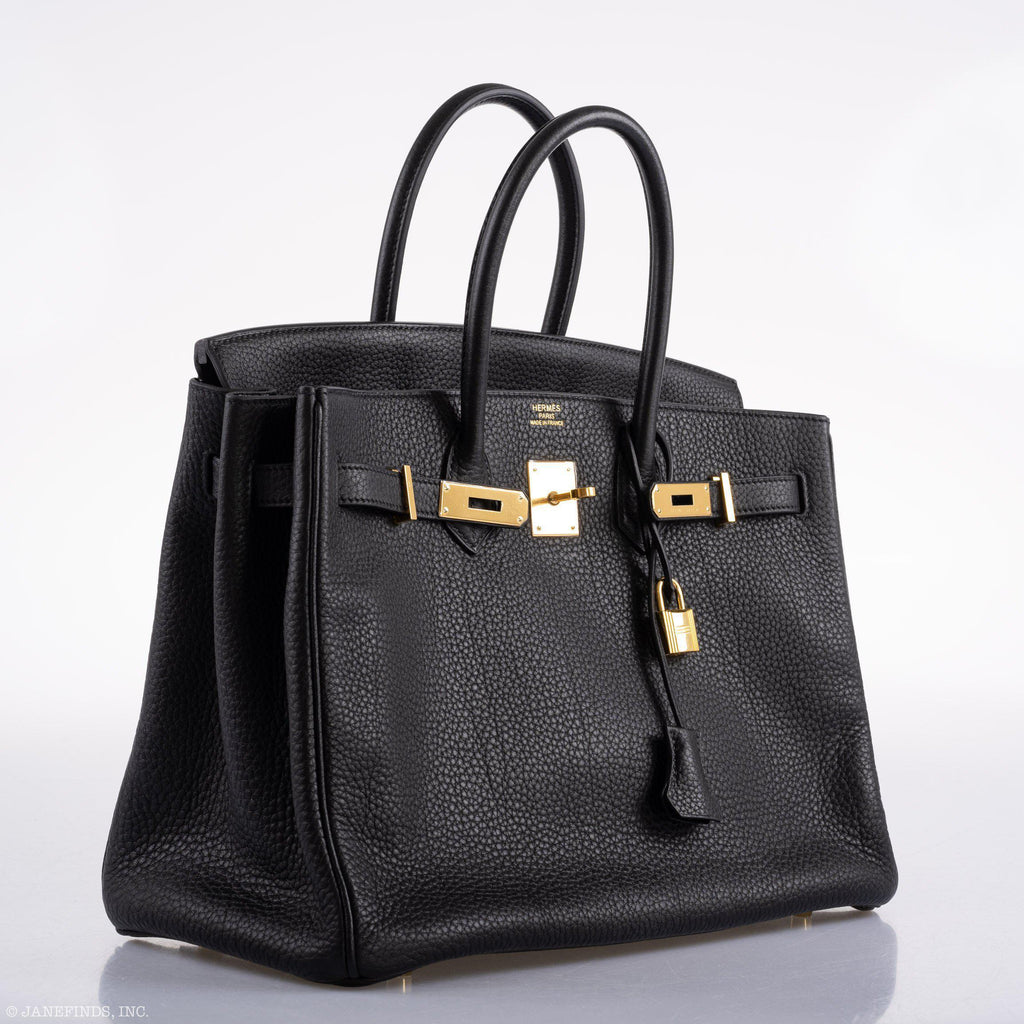 Hermes Birkin 35 Black Clemence Leather Gold Hardware