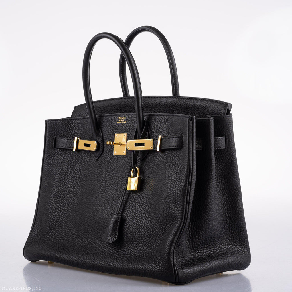 Hermes Birkin 35 Black Clemence Leather Gold Hardware