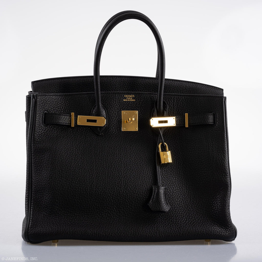 Hermes Birkin 35 Black Clemence Leather Gold Hardware