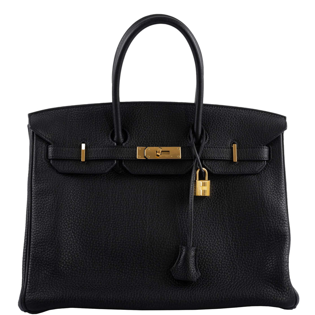 Hermes Birkin 35 Black Clemence Leather Gold Hardware