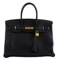 Hermes Birkin 35 Black Clemence Leather Gold Hardware