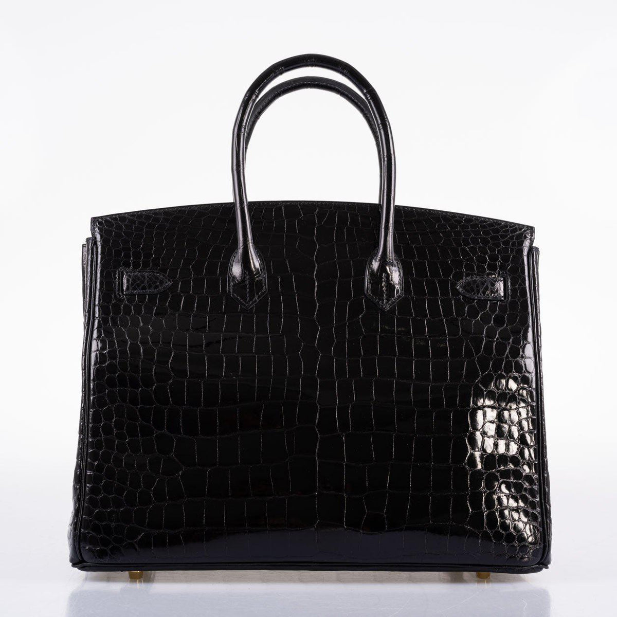 Hermes Birkin 35 Black Shiny Porosus Crocodile with Gold Hardware