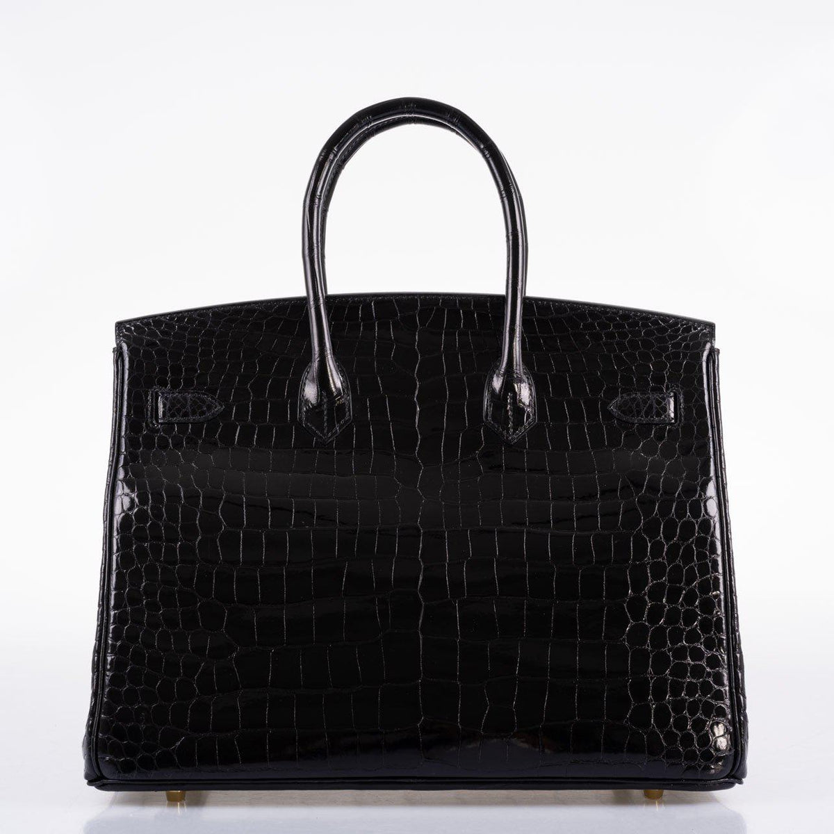 Hermes Birkin 35 Black Shiny Porosus Crocodile with Gold Hardware