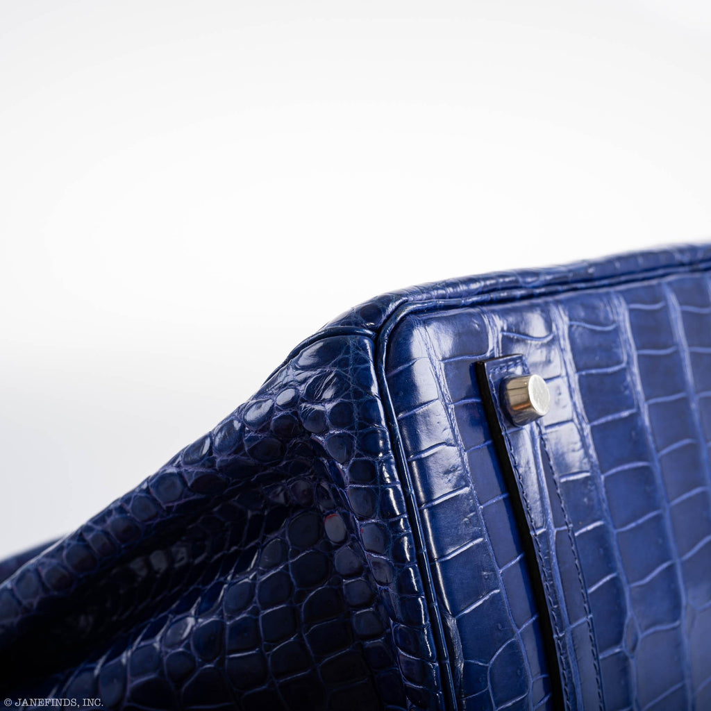 Hermes Birkin 35 Blue Electric Porosus Crocodile Palladium Hardware