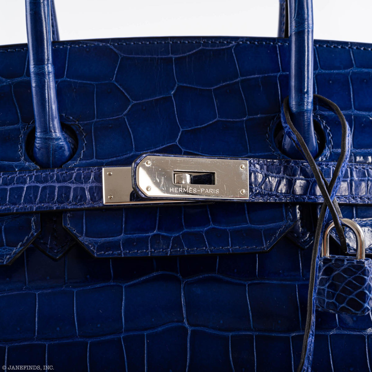 Hermes Birkin 35 Blue Electric Porosus Crocodile Palladium Hardware