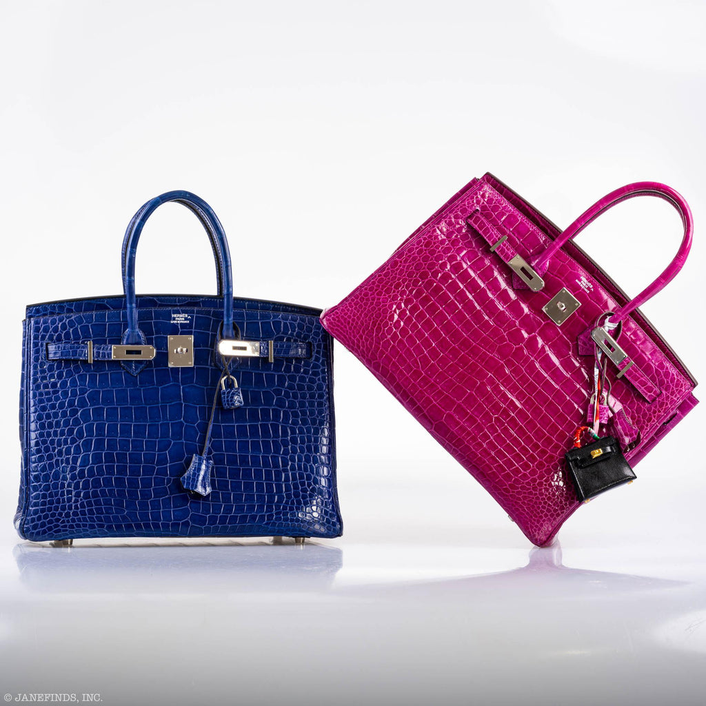 Hermes Birkin 35 Blue Electric Porosus Crocodile Palladium Hardware