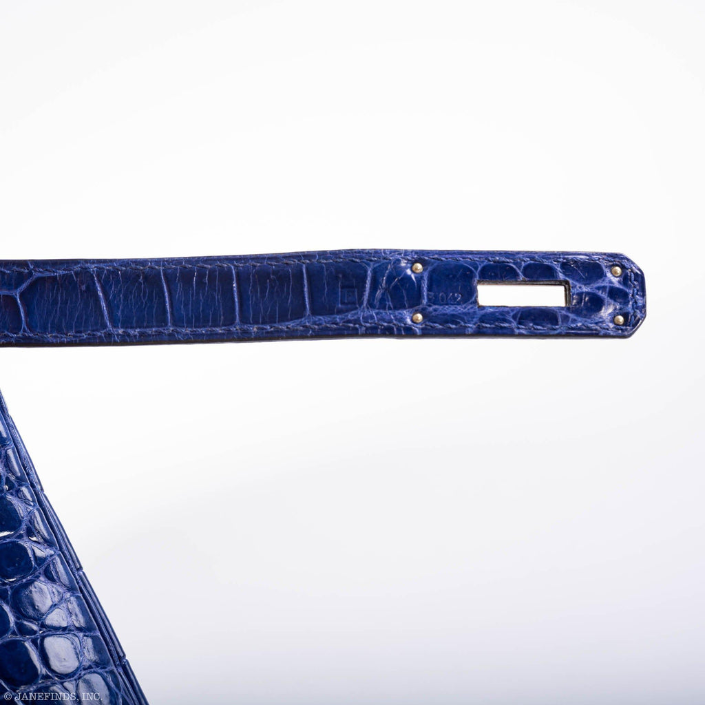 Hermes Birkin 35 Blue Electric Porosus Crocodile Palladium Hardware