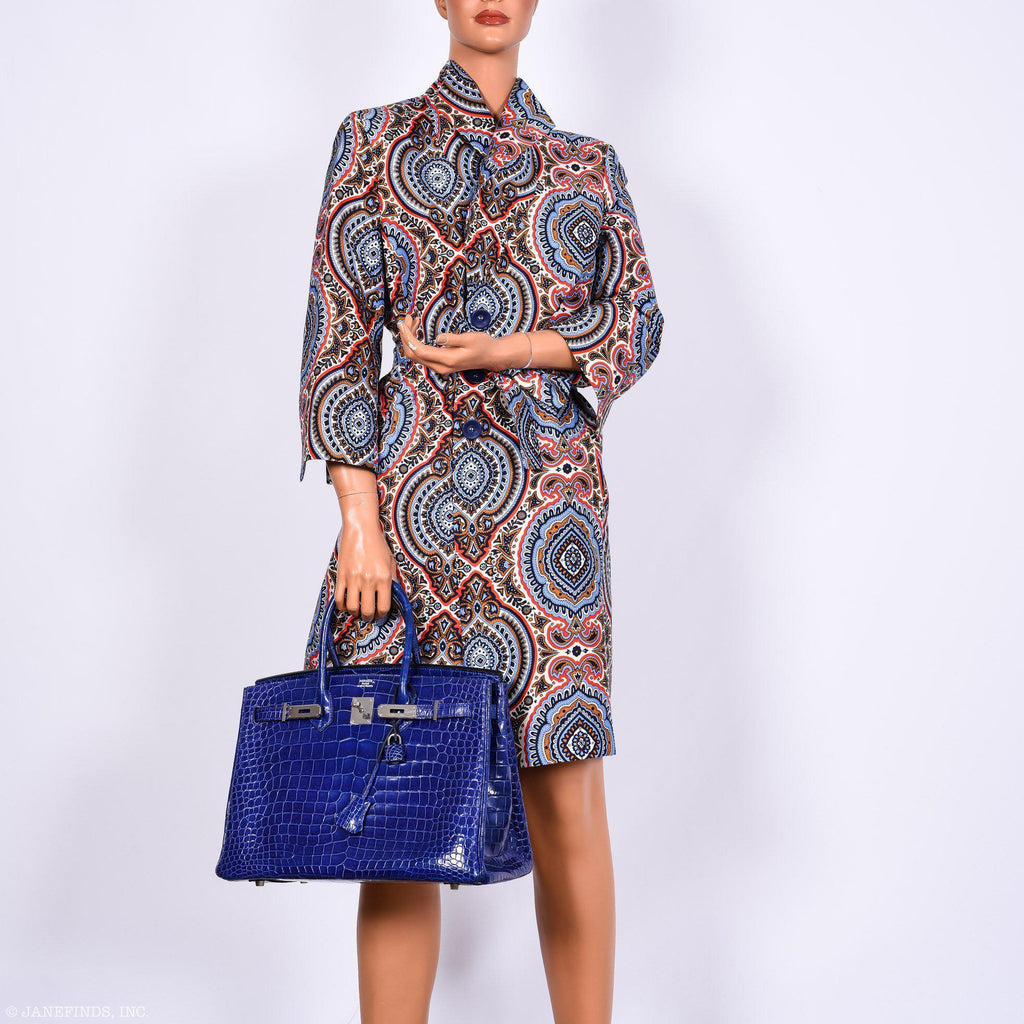 Hermes Birkin 35 Blue Electric Porosus Crocodile Palladium Hardware
