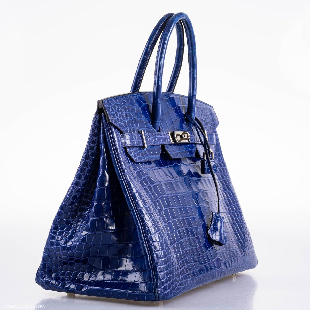 Hermes Birkin 35 Blue Electric Porosus Crocodile Palladium Hardware