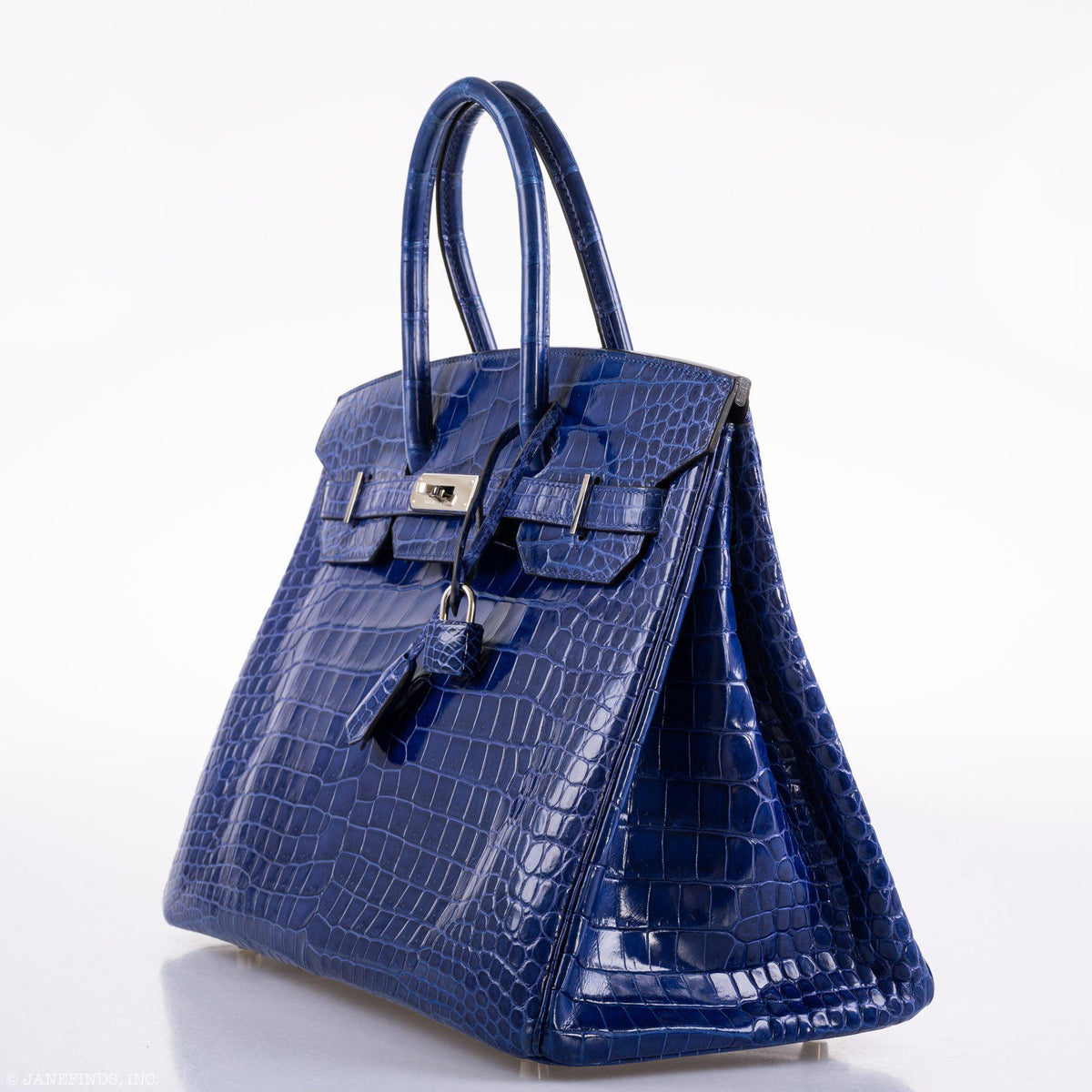 Hermes Birkin 35 Blue Electric Porosus Crocodile Palladium Hardware