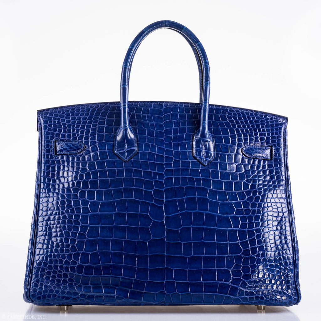 Hermes Birkin 35 Blue Electric Porosus Crocodile Palladium Hardware