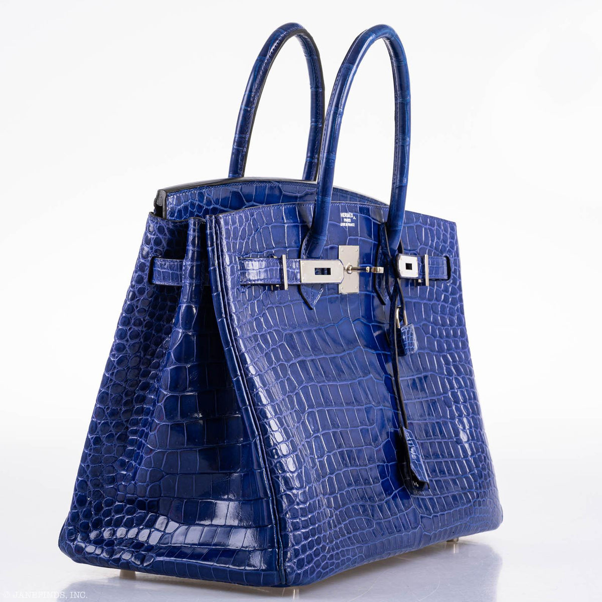 Hermes Birkin 35 Blue Electric Porosus Crocodile Palladium Hardware