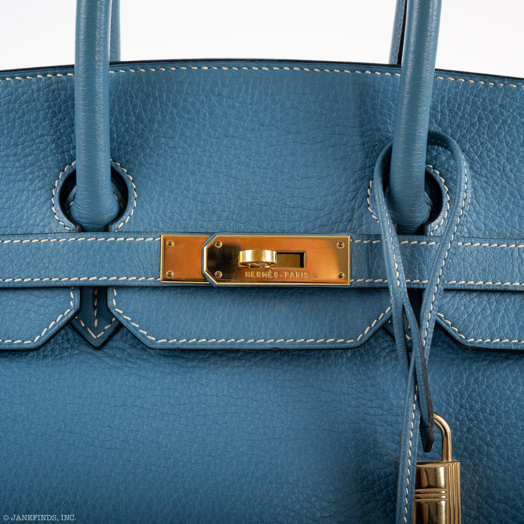 Hermes Birkin 35 Blue Jean Togo Gold Hardware
