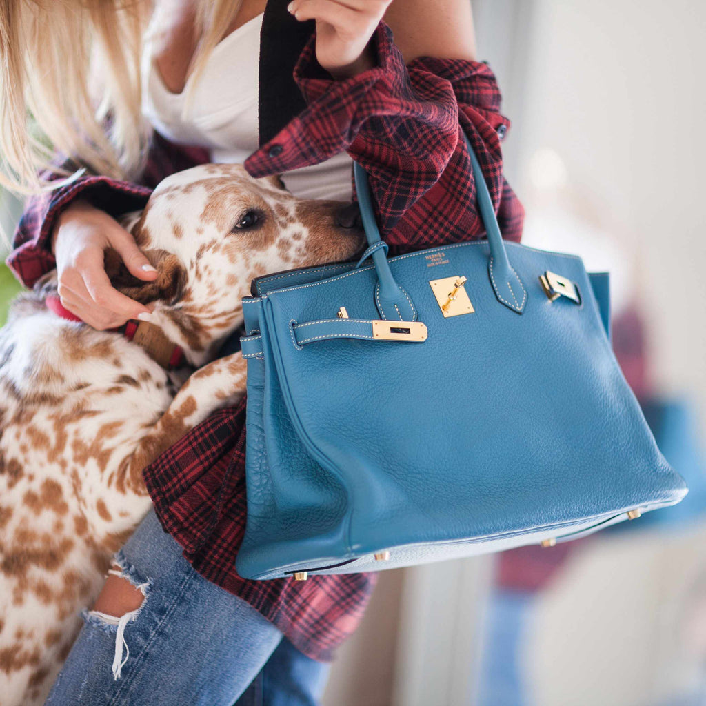 Hermes Birkin 35 Blue Jean Togo Gold Hardware