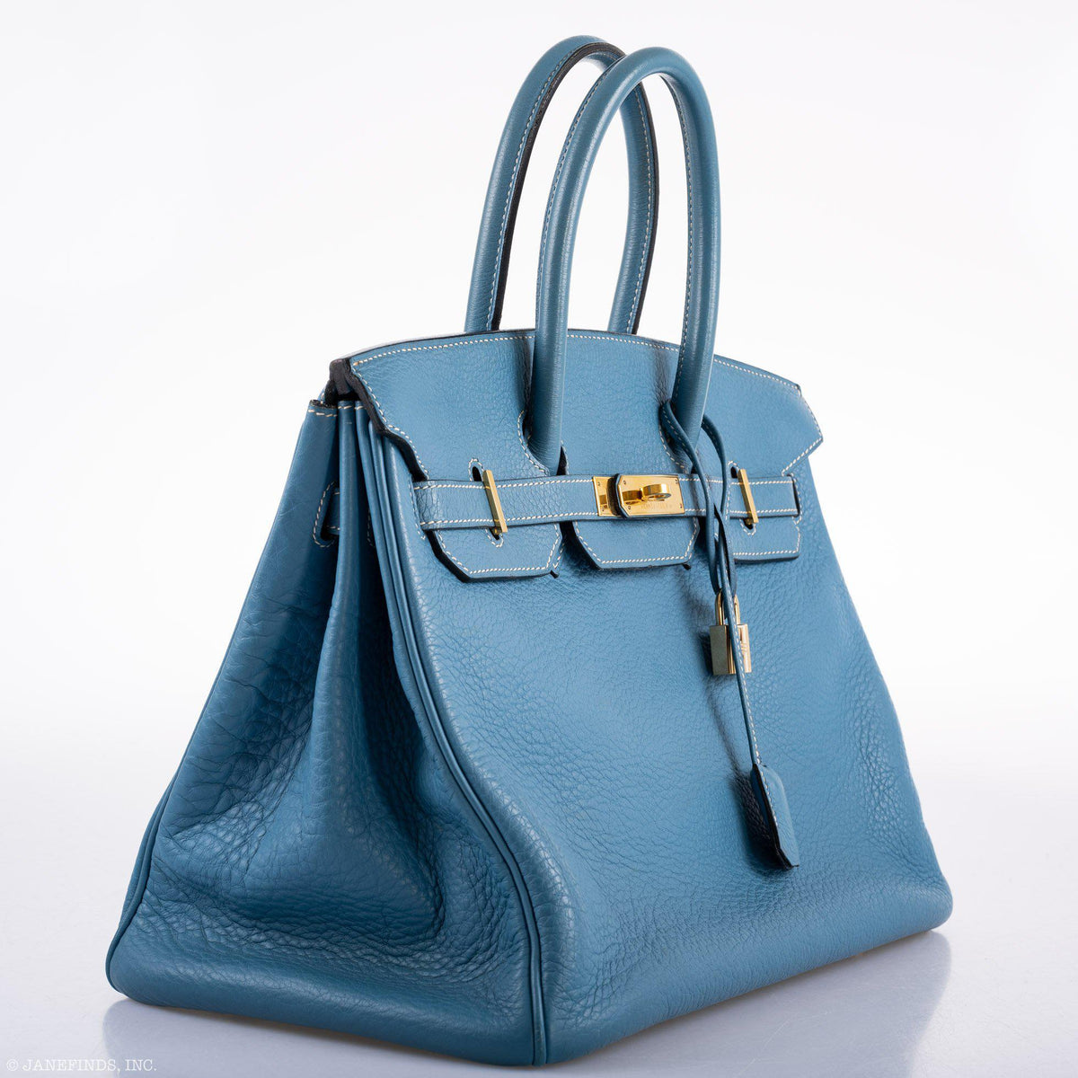 Hermes Birkin 35 Blue Jean Togo Gold Hardware