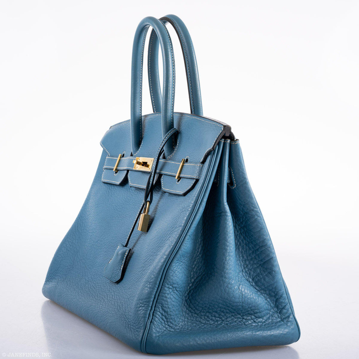 Hermes Birkin 35 Blue Jean Togo Gold Hardware