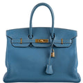 Hermes Birkin 35 Blue Jean Togo Gold Hardware