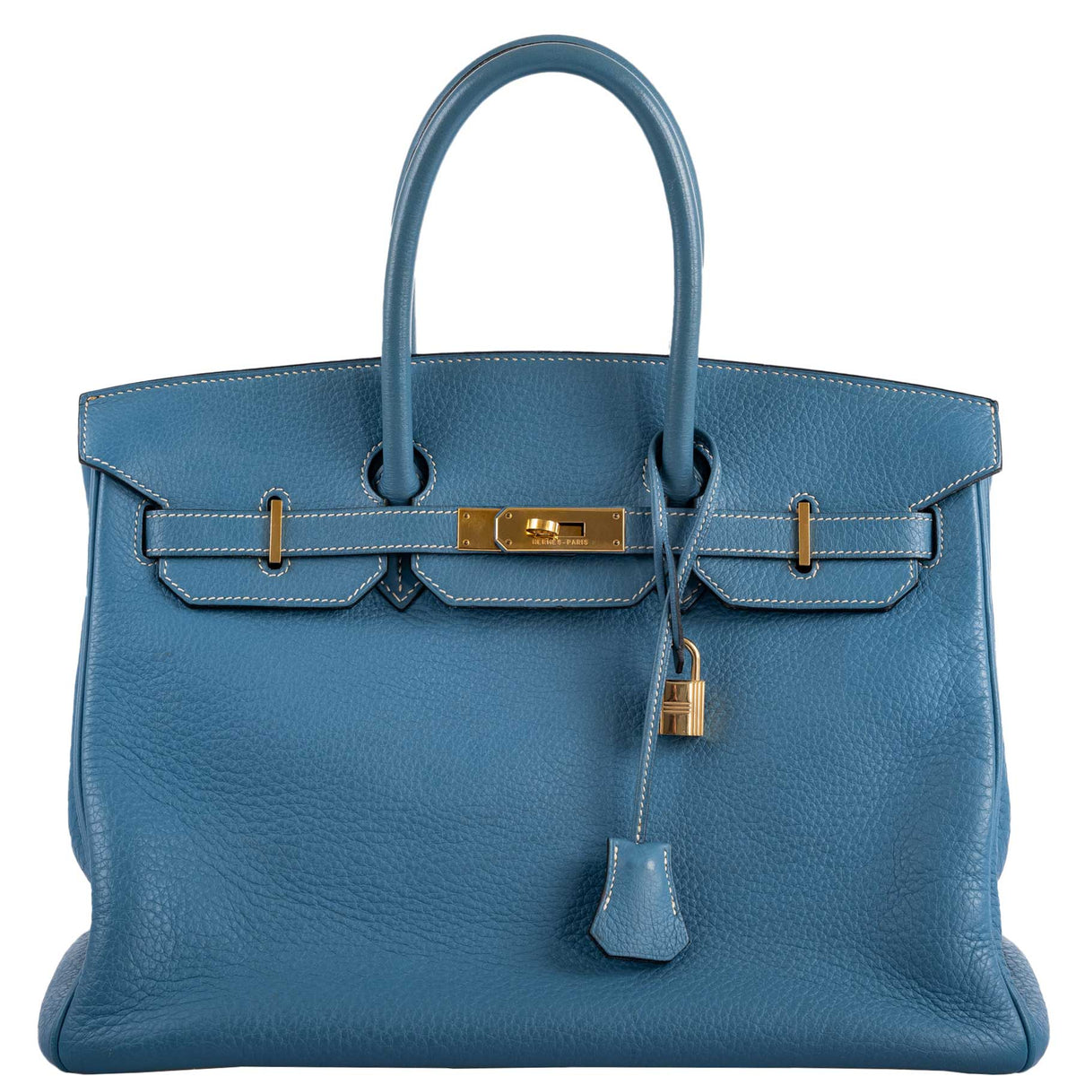 Hermes Birkin 35 Blue Jean Togo Gold Hardware