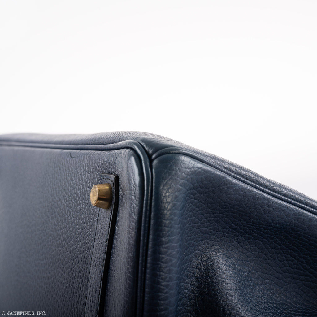 Hermes Birkin 35 Blue Saphire Ardennes leather Gold Hardware