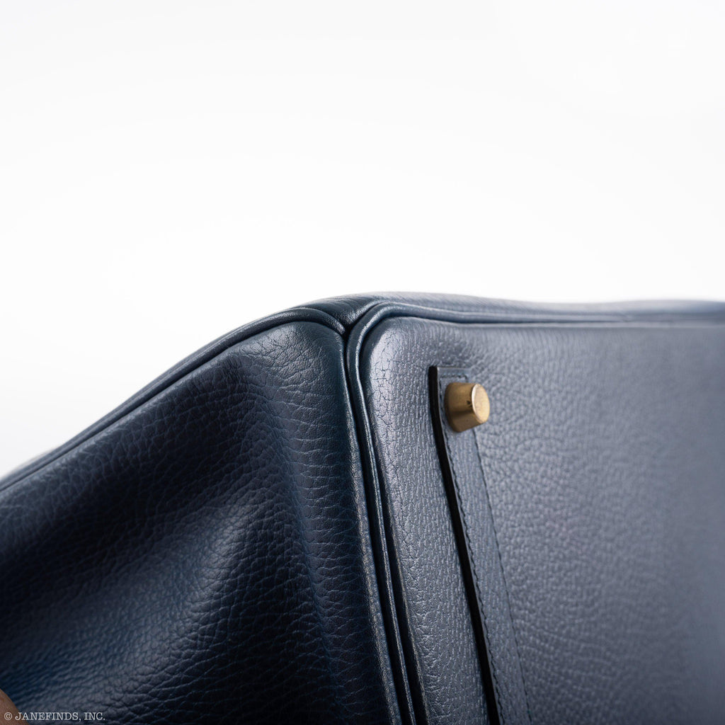 Hermes Birkin 35 Blue Saphire Ardennes leather Gold Hardware