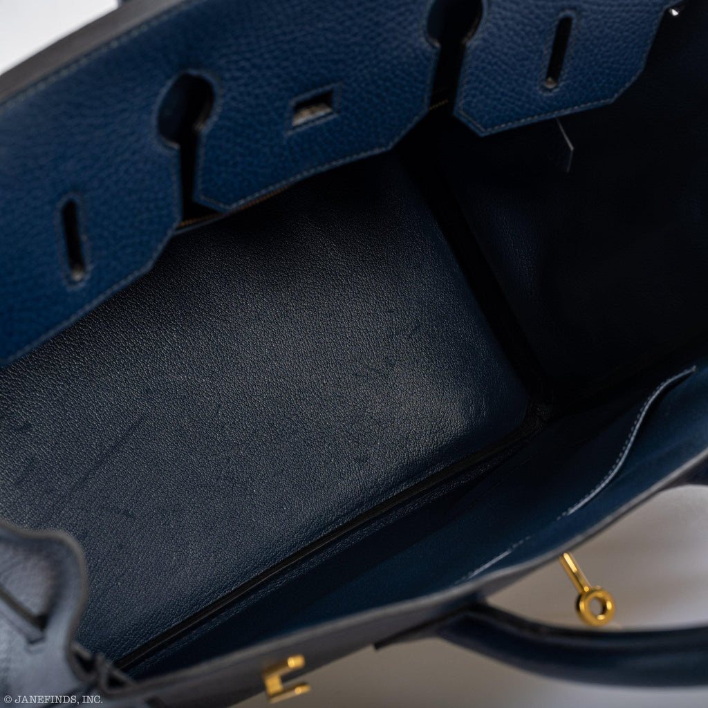 Hermes Birkin 35 Blue Saphire Ardennes leather Gold Hardware