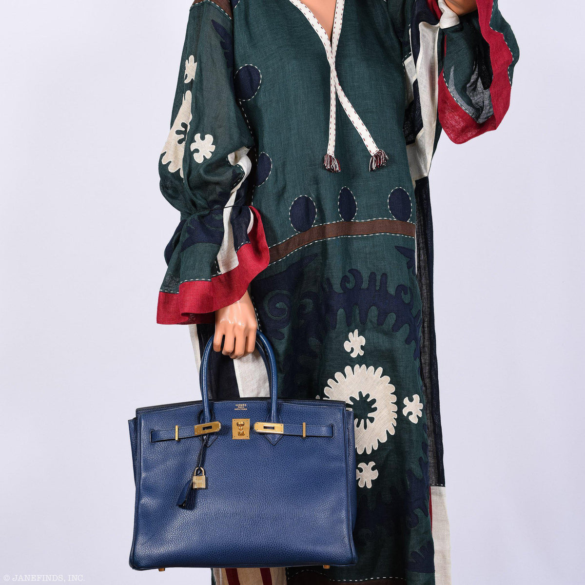 Hermes Birkin 35 Blue Saphire Ardennes leather Gold Hardware
