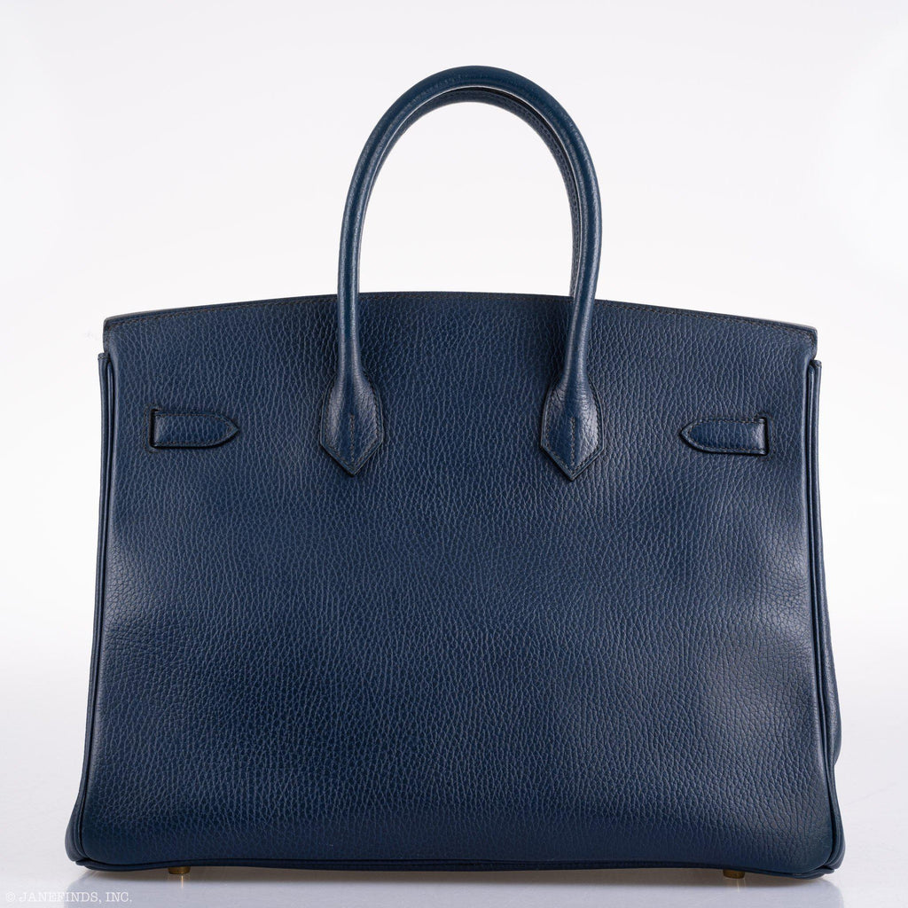 Hermes Birkin 35 Blue Saphire Ardennes leather Gold Hardware