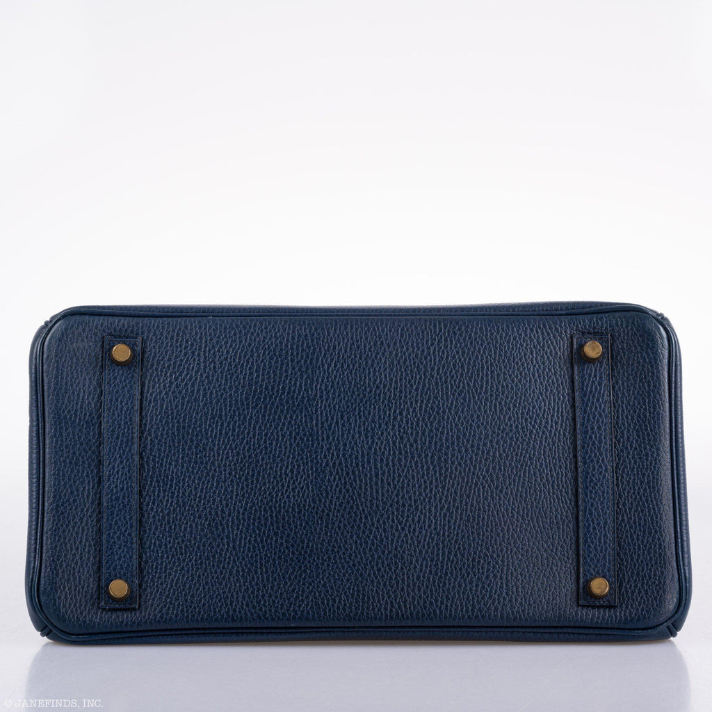 Hermes Birkin 35 Blue Saphire Ardennes leather Gold Hardware
