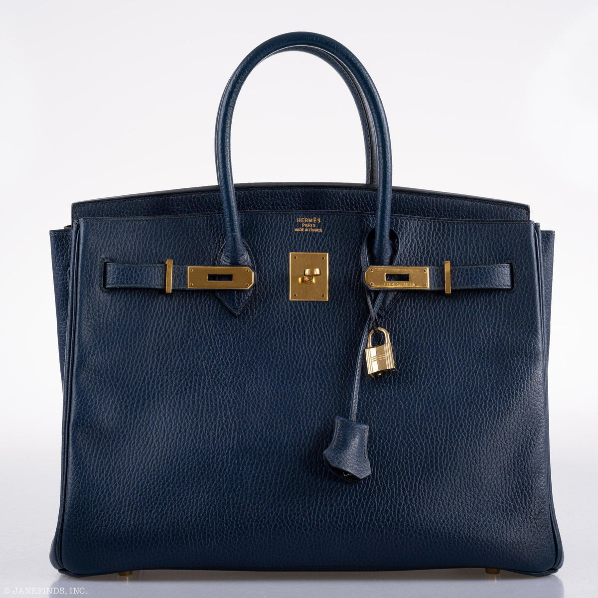 Hermes Birkin 35 Blue Saphire Ardennes leather Gold Hardware