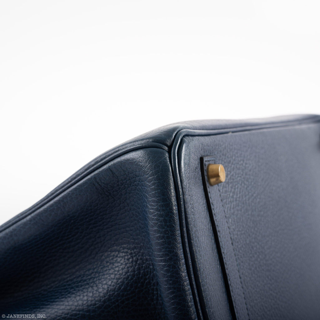 Hermes Birkin 35 Blue Saphire Ardennes leather Gold Hardware