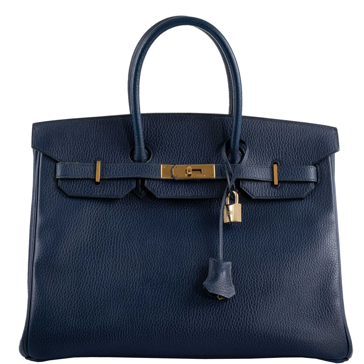 Hermes Birkin 35 Blue Saphire Ardennes leather Gold Hardware