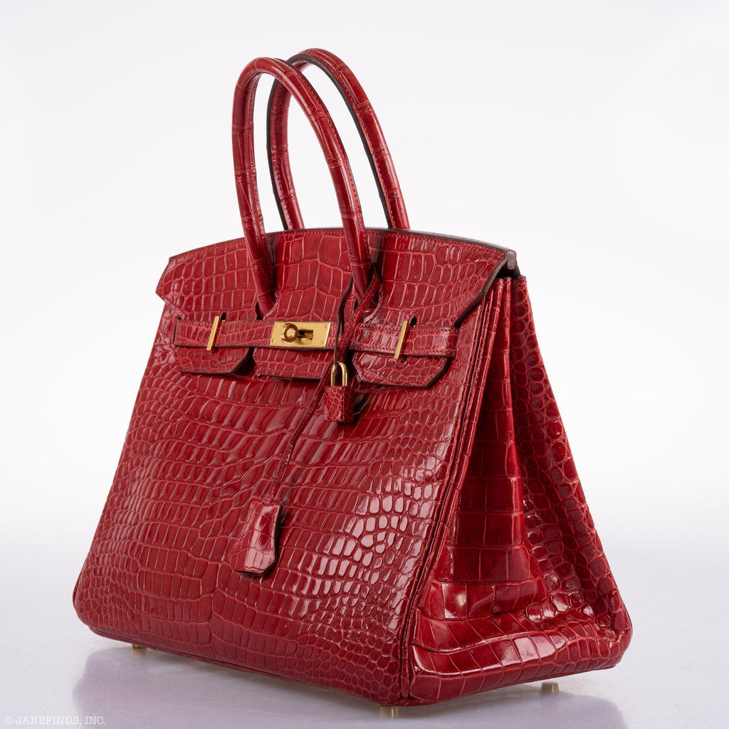 Hermes Birkin 35 Braise Porosus Crocodile with Gold Hardware