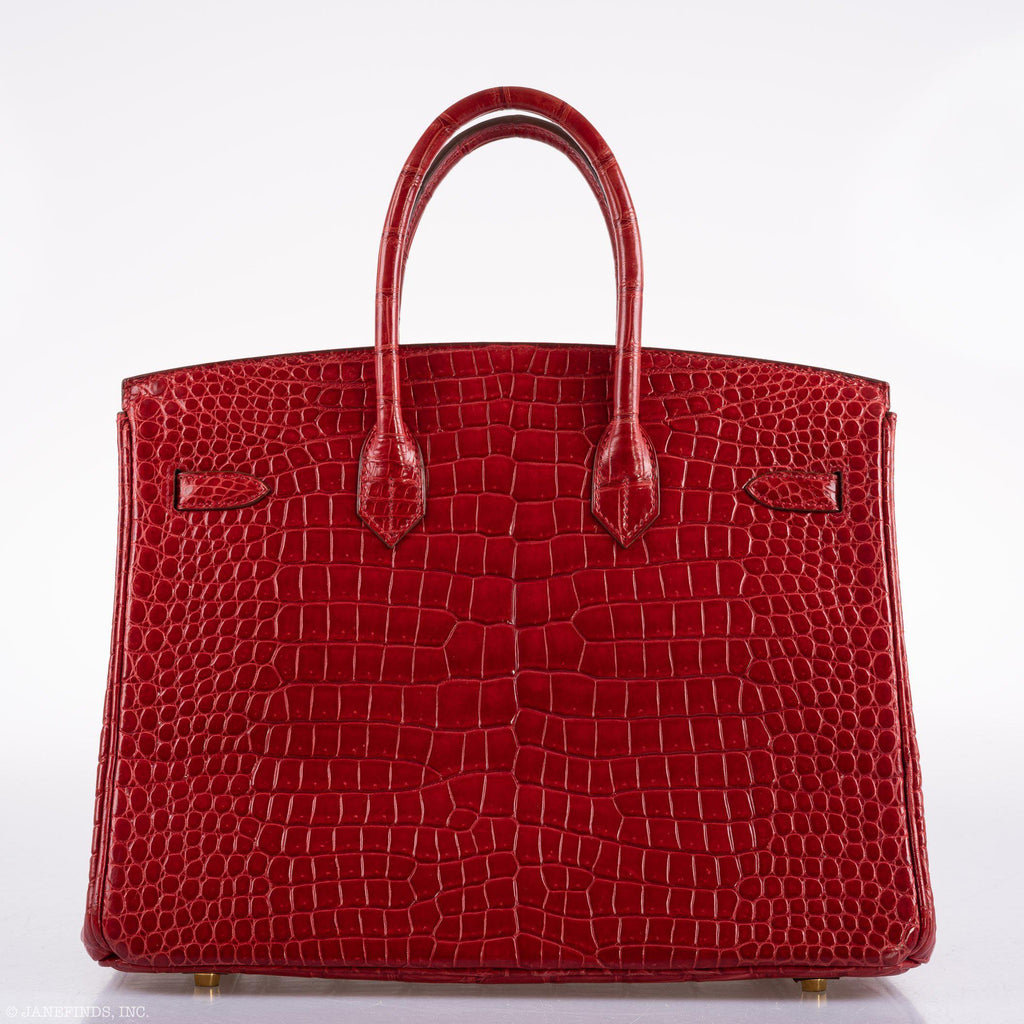 Hermes Birkin 35 Braise Porosus Crocodile with Gold Hardware
