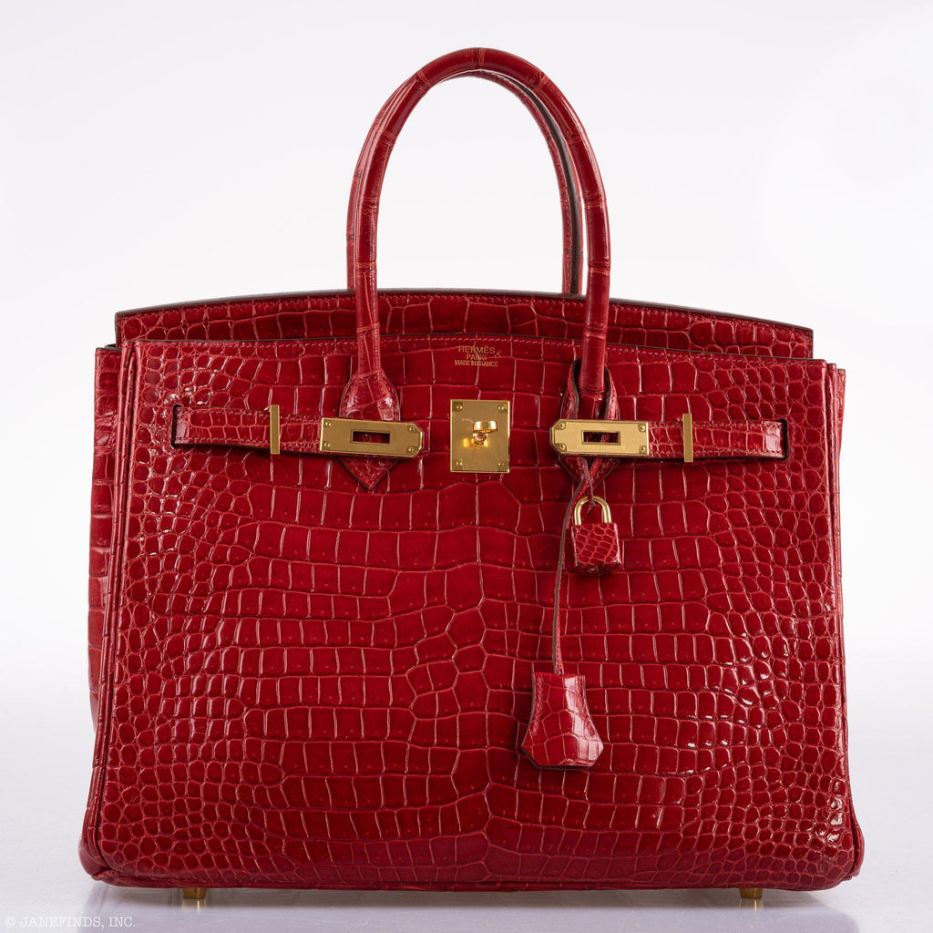 Hermes Birkin 35 Braise Porosus Crocodile with Gold Hardware