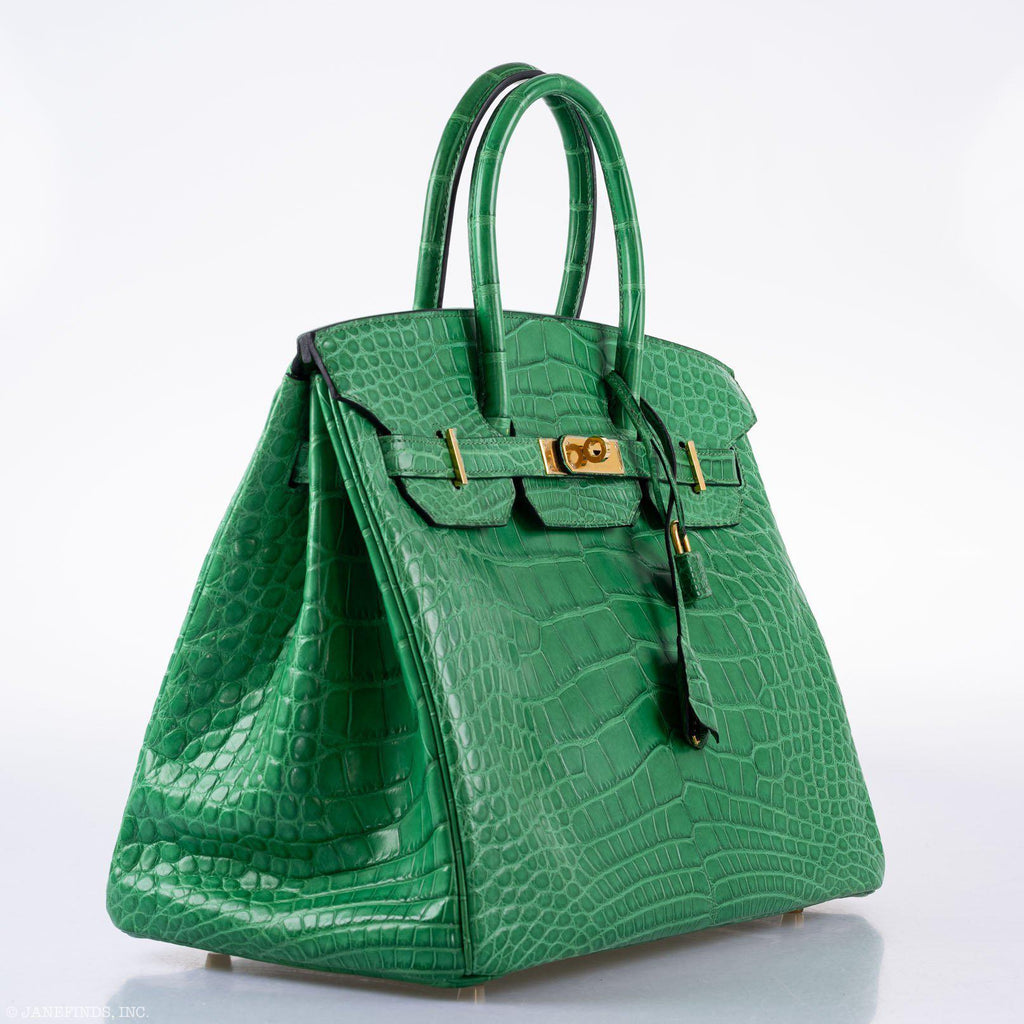 Hermes Birkin 35 Cactus Matte Alligator Gold Hardware
