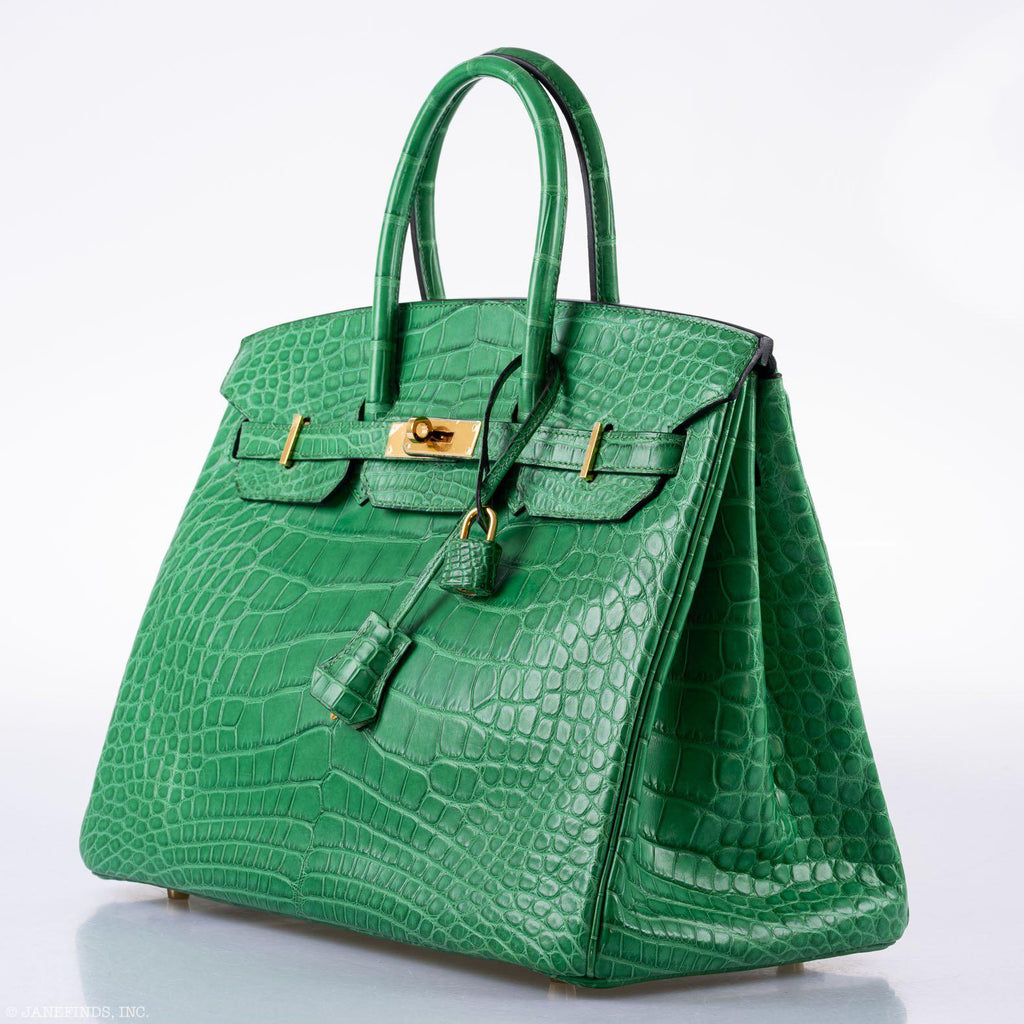 Hermes Birkin 35 Cactus Matte Alligator Gold Hardware