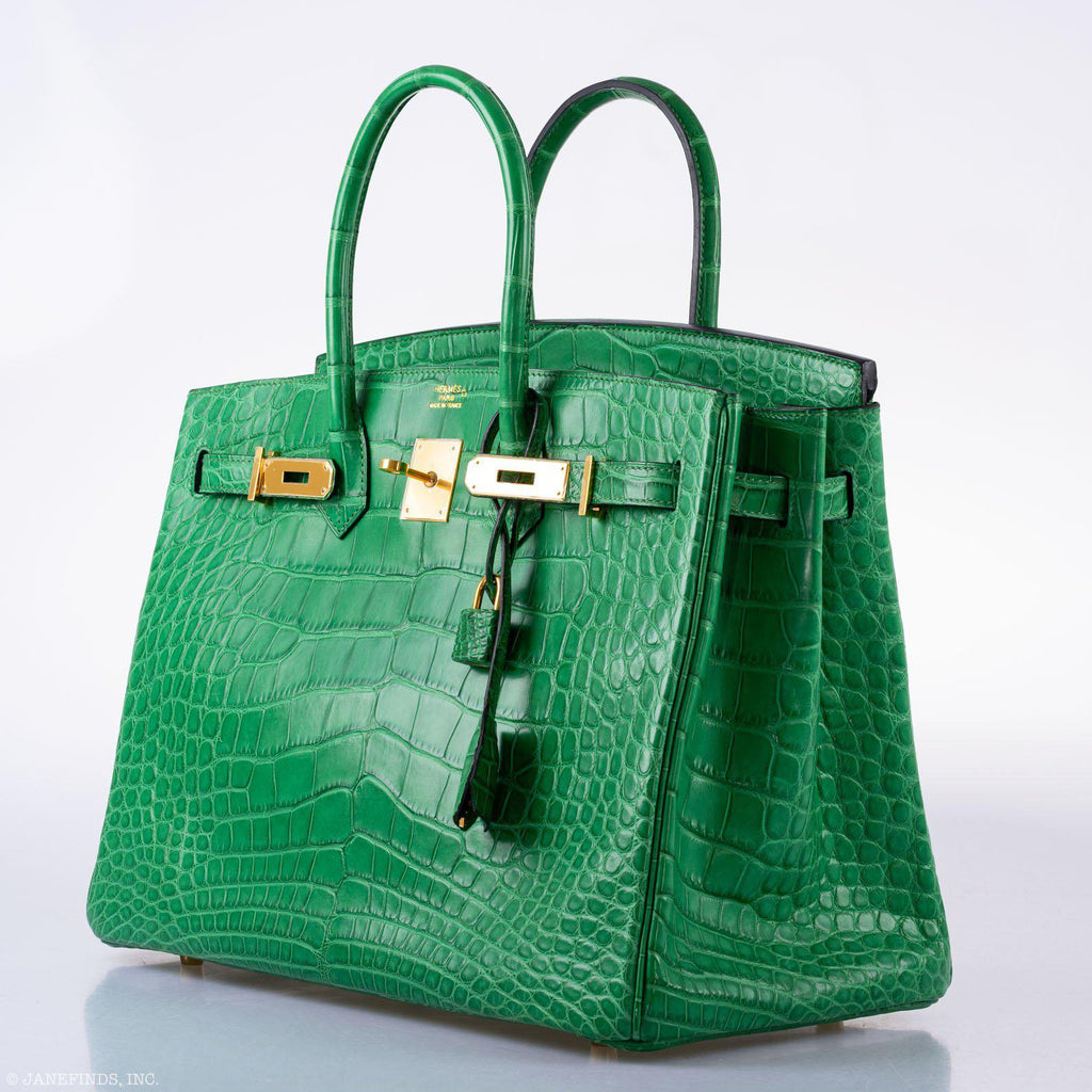Hermes Birkin 35 Cactus Matte Alligator Gold Hardware
