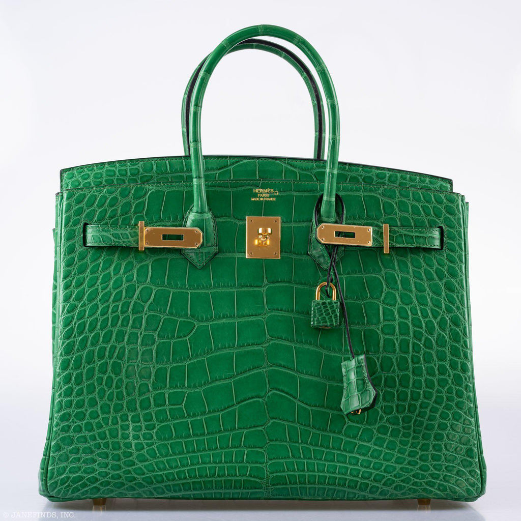 Hermes Birkin 35 Cactus Matte Alligator Gold Hardware