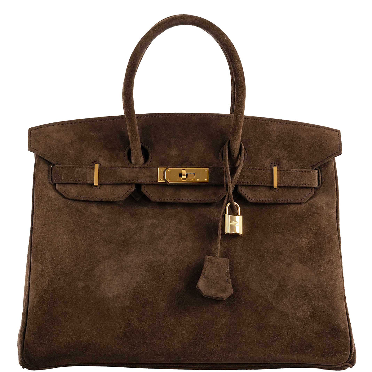 Hermes Birkin 35 Chocolate Veau Doblis Suede with Gold Hardware