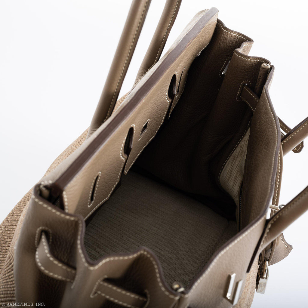 Hermes Birkin 35 Crinoline & Etoupe Clemence with Palladium Hardware